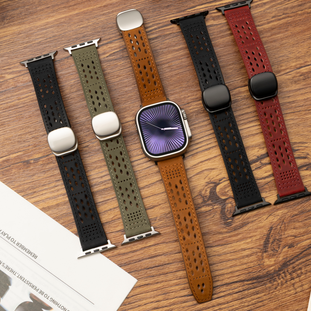 Breathable Leather Strap For Apple Watch