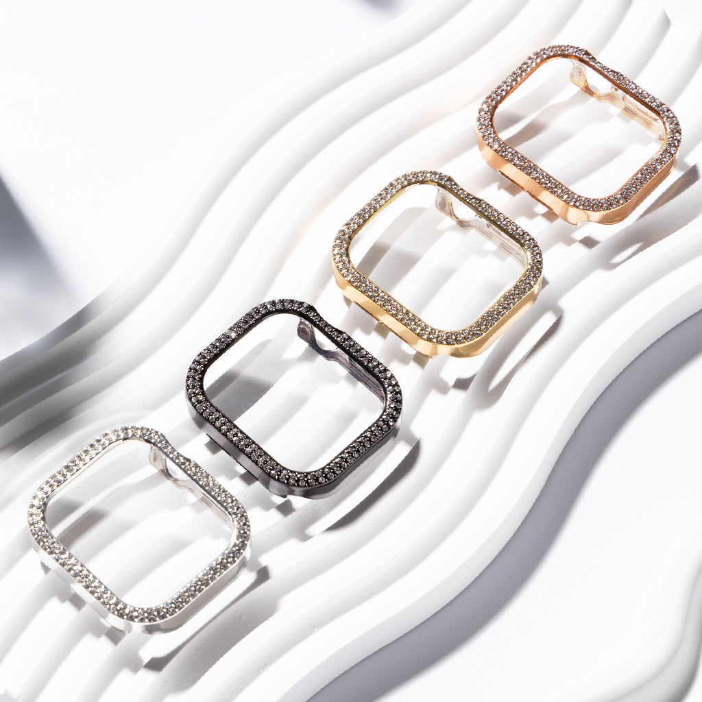 Rhinestone Case Cover With Tempered Glass