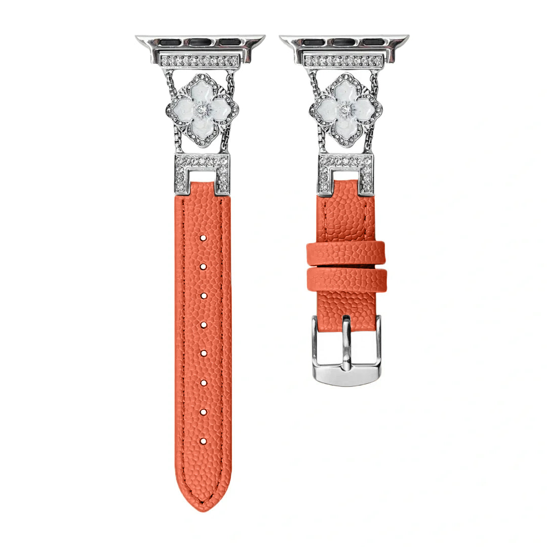 Floral Leather Strap For Apple Watch