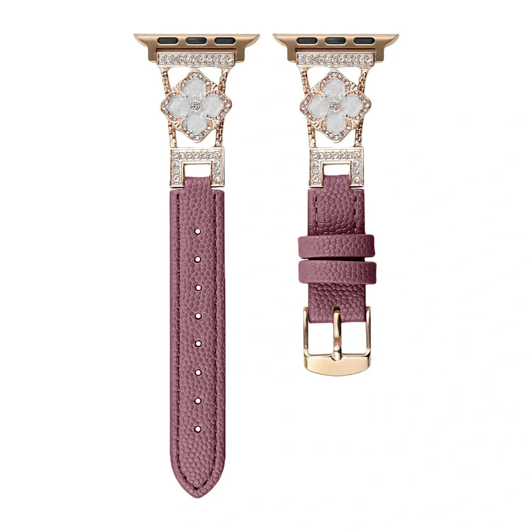 Floral Leather Strap For Apple Watch