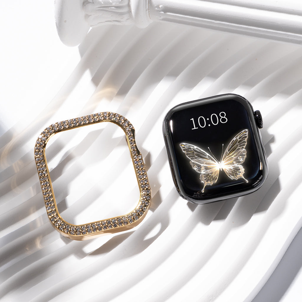 Rhinestone Case Cover With Tempered Glass