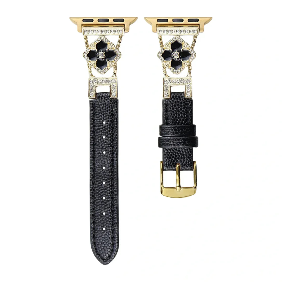 Floral Leather Strap For Apple Watch