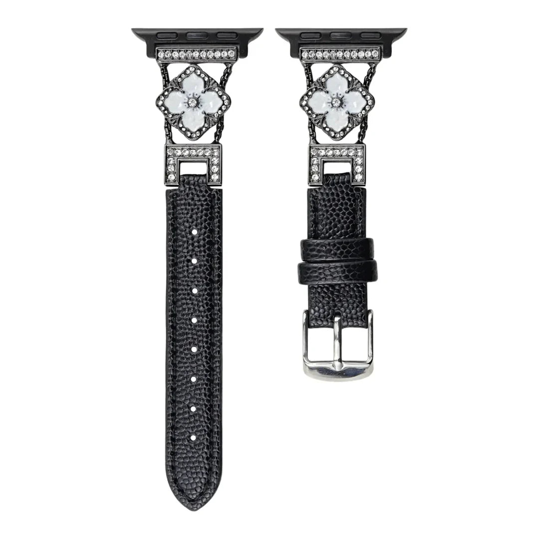 Floral Leather Strap For Apple Watch