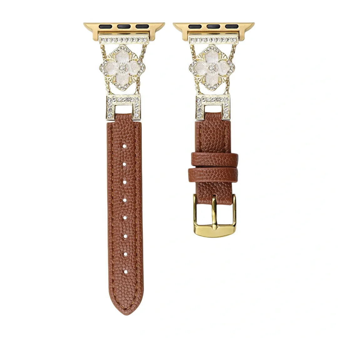Floral Leather Strap For Apple Watch