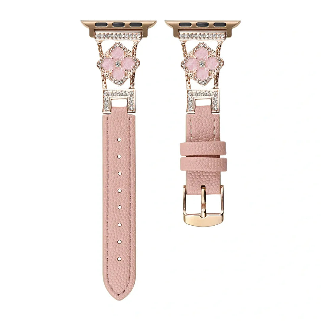 Floral Leather Strap For Apple Watch