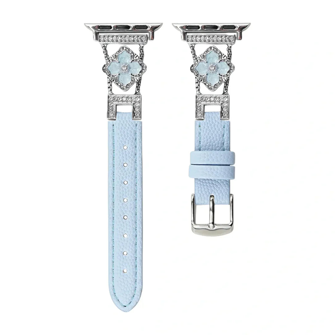 Floral Leather Strap For Apple Watch