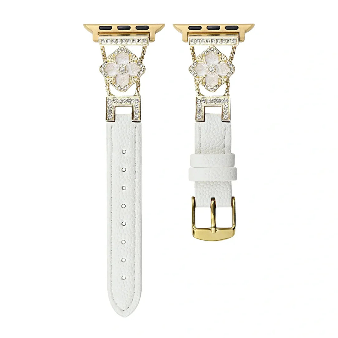 Floral Leather Strap For Apple Watch