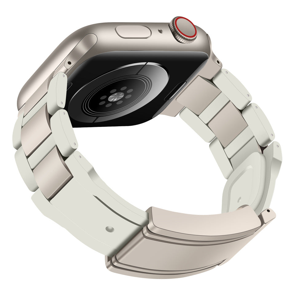 T-Type Magnetic Snap Stainless Steel Silicone Band For Apple Watch