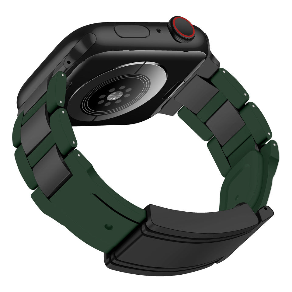 T-Type Magnetic Snap Stainless Steel Silicone Band For Apple Watch