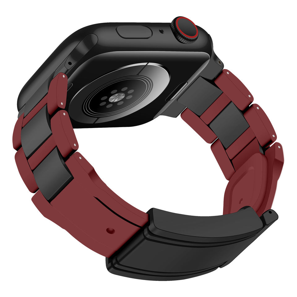 T-Type Magnetic Snap Stainless Steel Silicone Band For Apple Watch