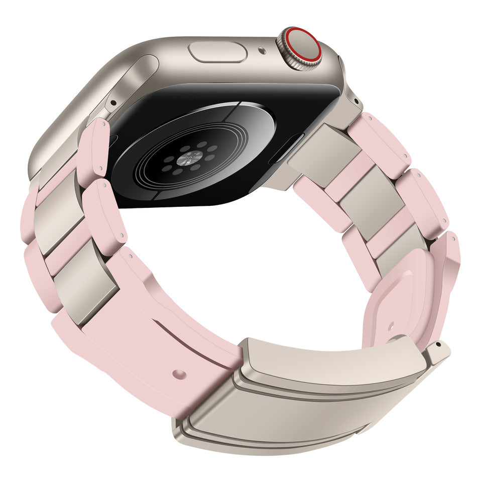 T-Type Magnetic Snap Stainless Steel Silicone Band For Apple Watch