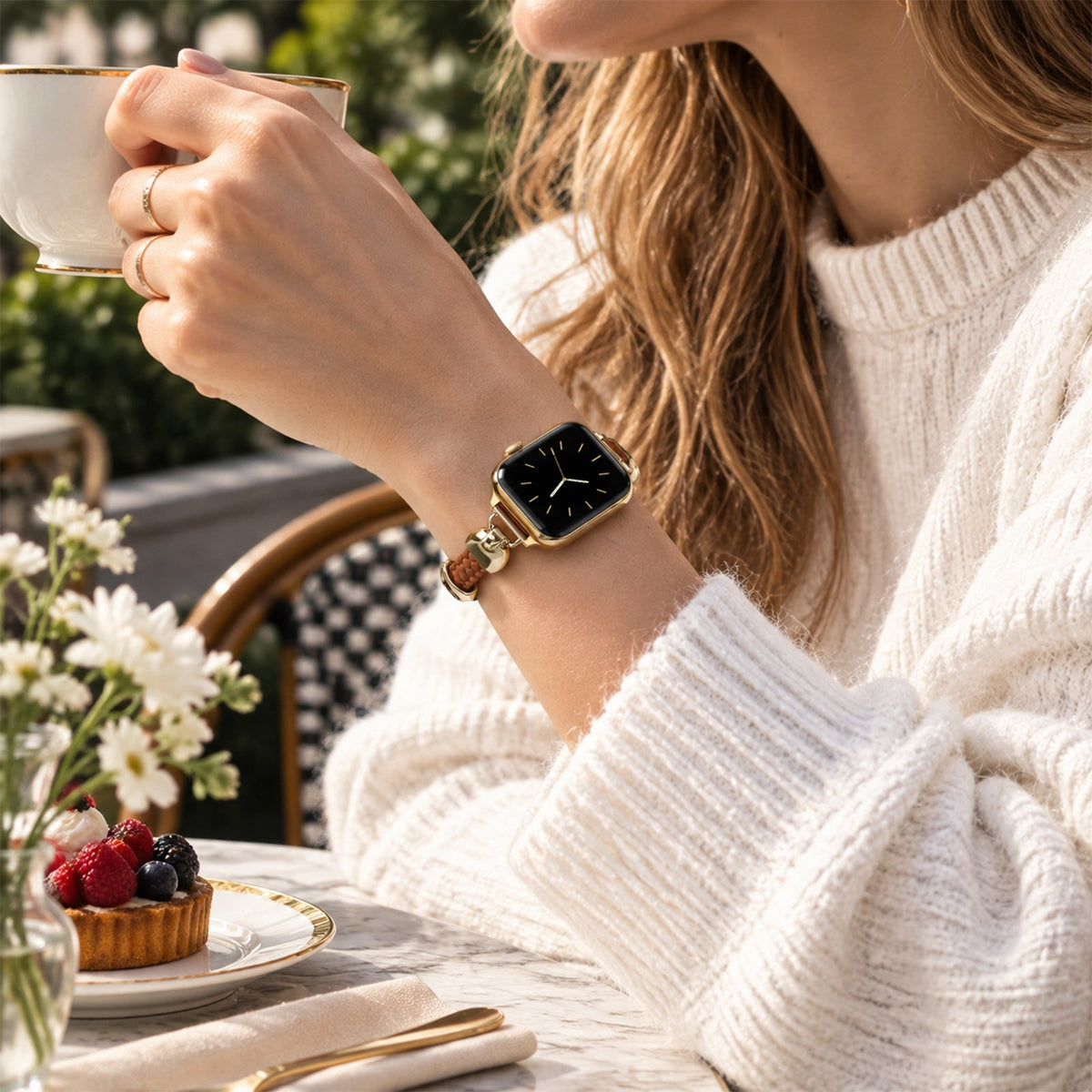 Slim Braided Leather Apple Watch Bracelet