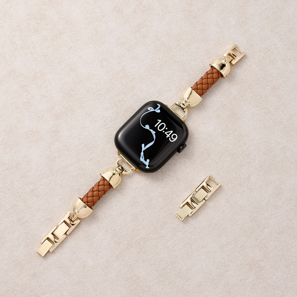 Slim Braided Leather Apple Watch Bracelet