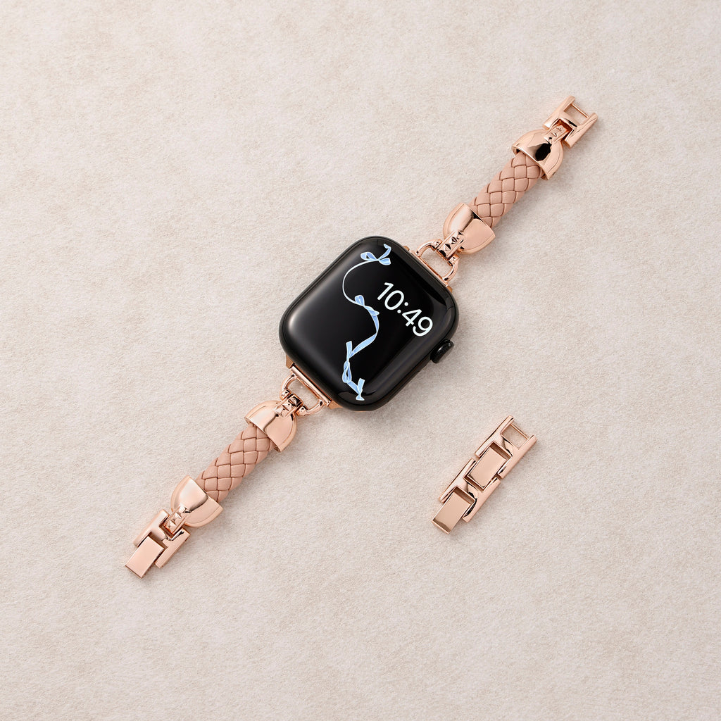 Slim Braided Leather Apple Watch Bracelet