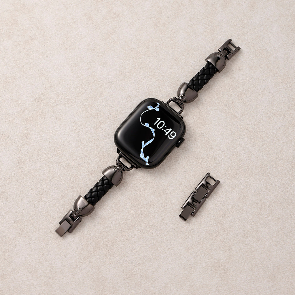 Slim Braided Leather Apple Watch Bracelet