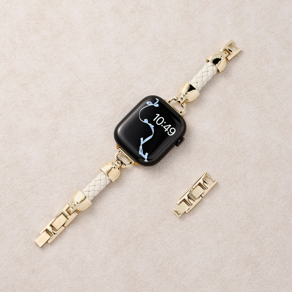 Slim Braided Leather Apple Watch Bracelet