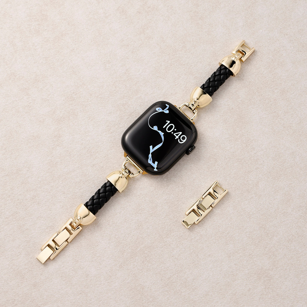 Slim Braided Leather Apple Watch Bracelet