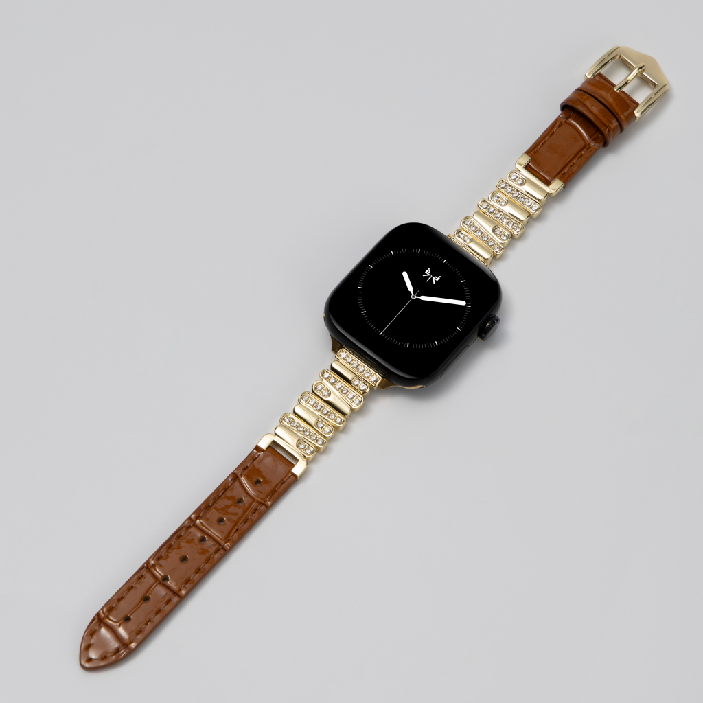 Hathor Bamboo-Embossed Leather Apple Watch Strap