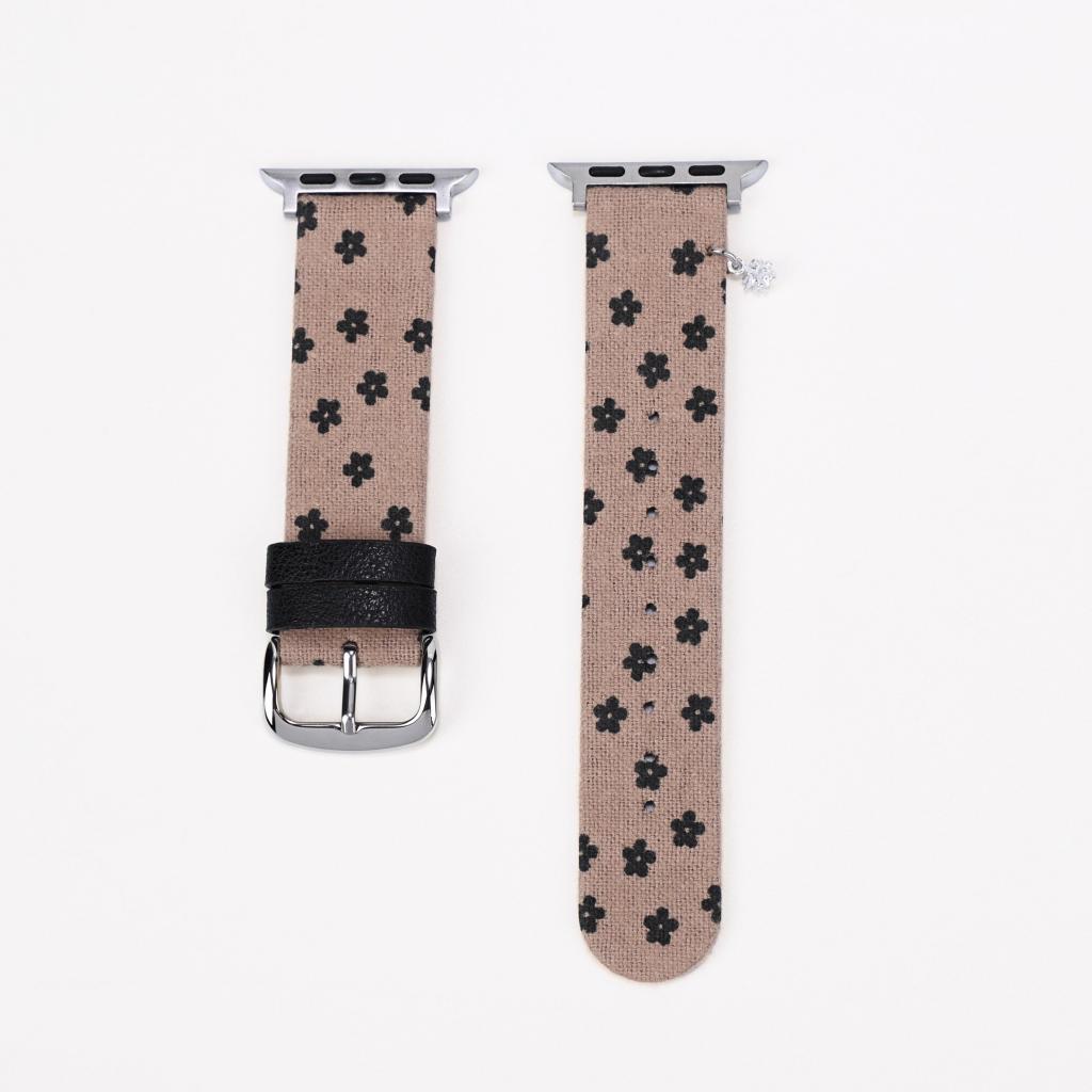 Floral Canvas Strap with Crystal Flower Charm for Apple Watch