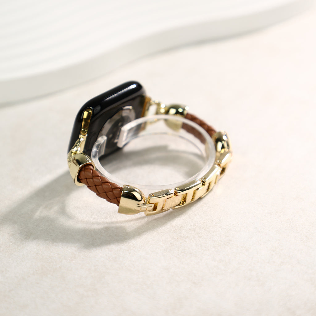 Slim Braided Leather Apple Watch Bracelet