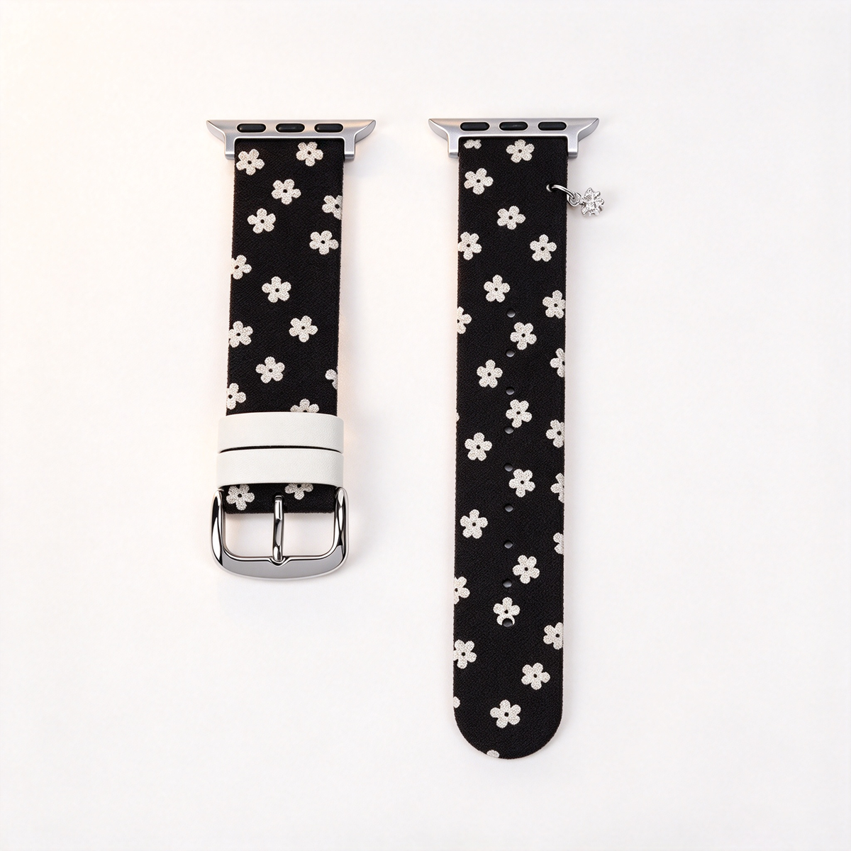 Floral Canvas Strap with Crystal Flower Charm for Apple Watch