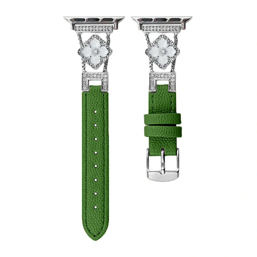 Floral Leather Strap For Apple Watch