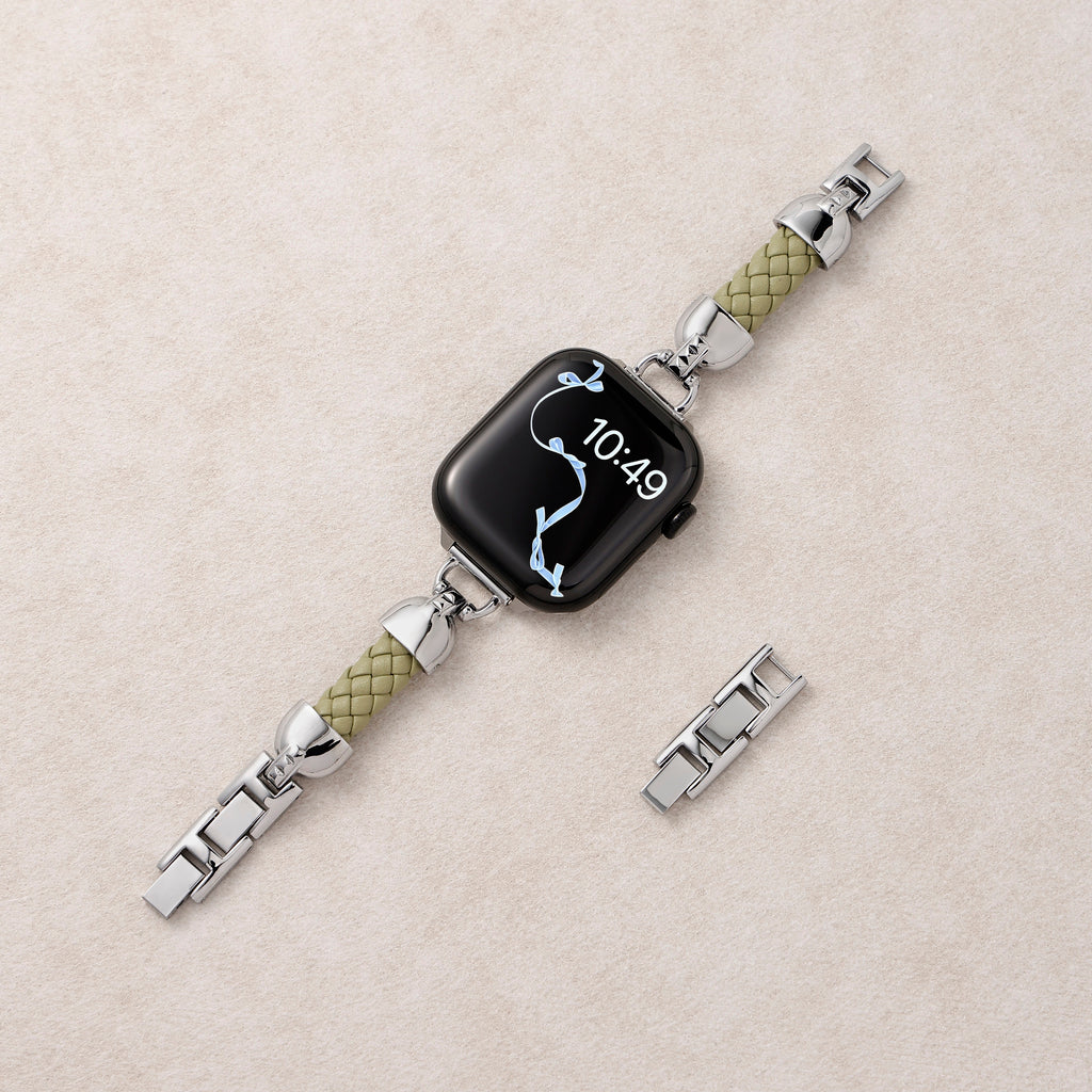 Slim Braided Leather Apple Watch Bracelet