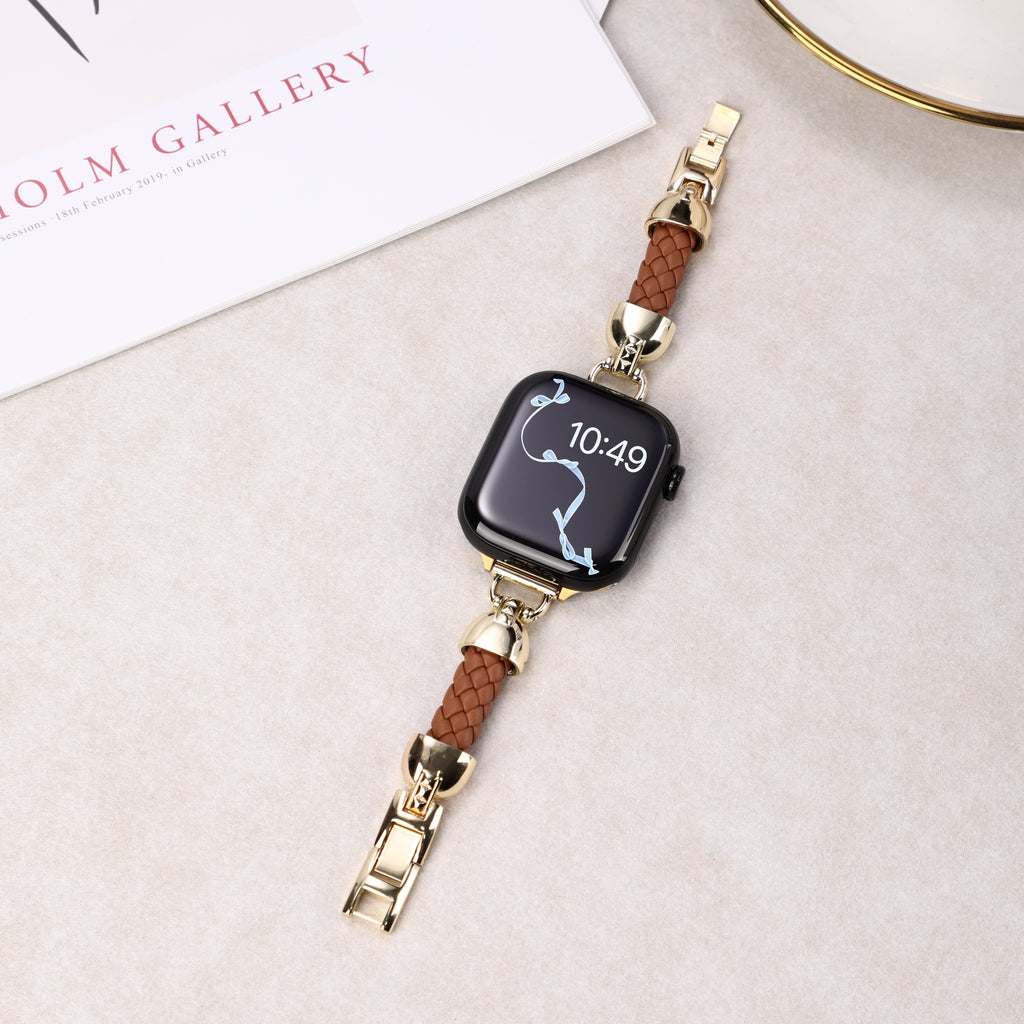 Slim Braided Leather Apple Watch Bracelet