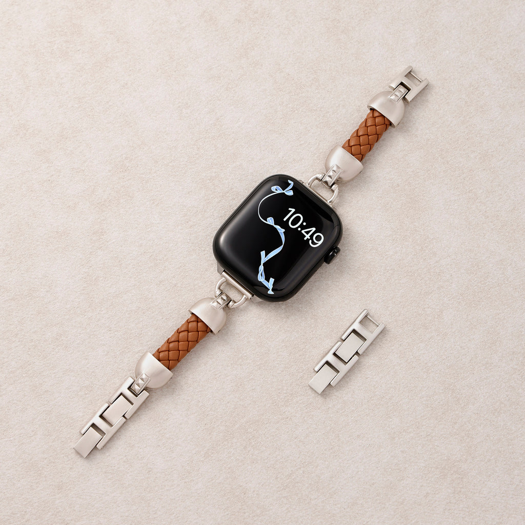 Slim Braided Leather Apple Watch Bracelet