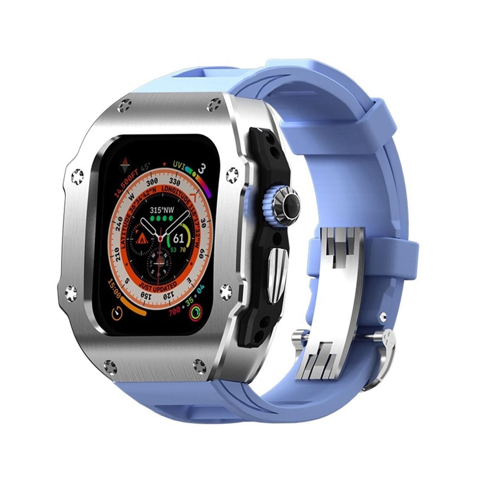 RM Vanguard Series - Fluororubber Band Stainless steel Case For Apple Watch Ultra
