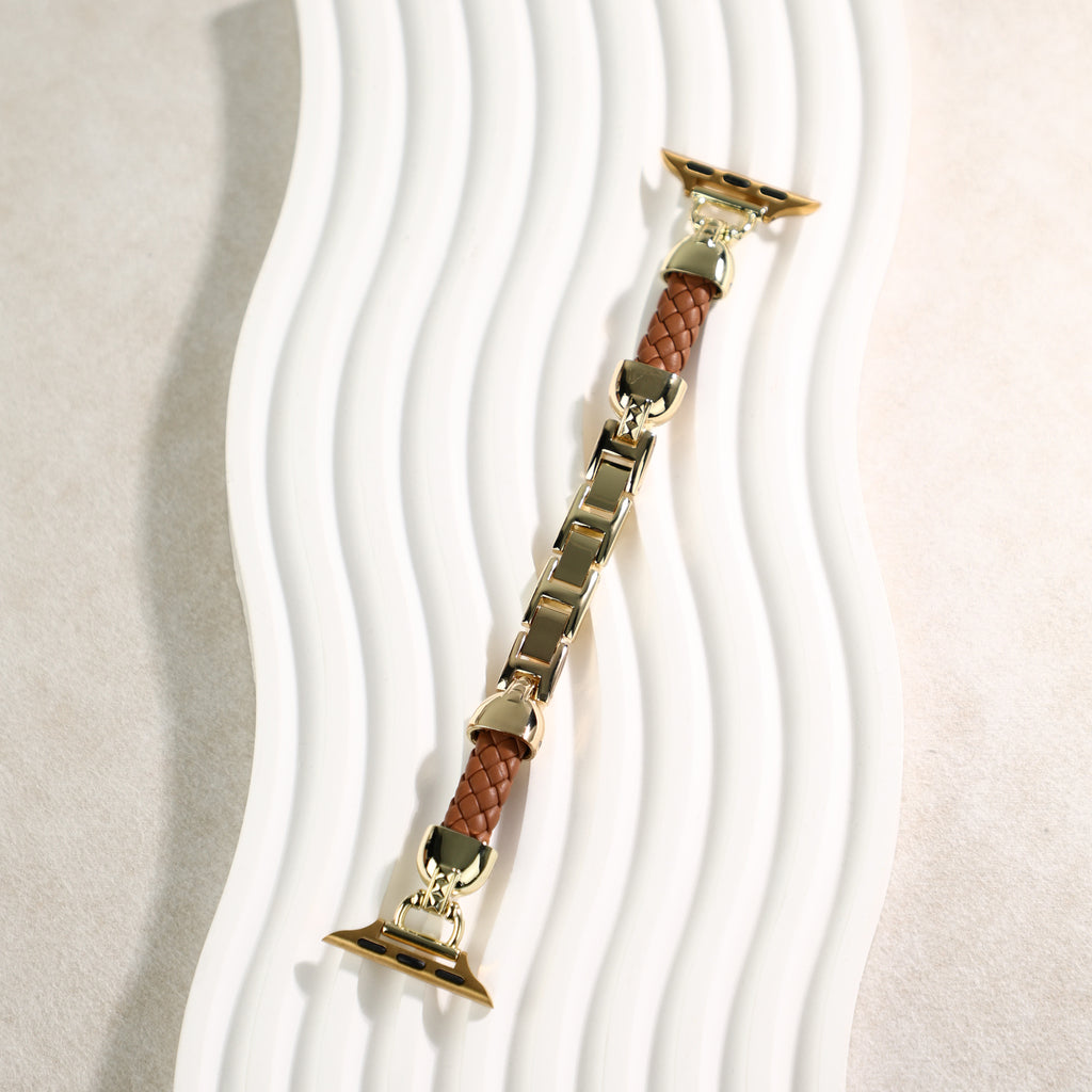 Slim Braided Leather Apple Watch Bracelet