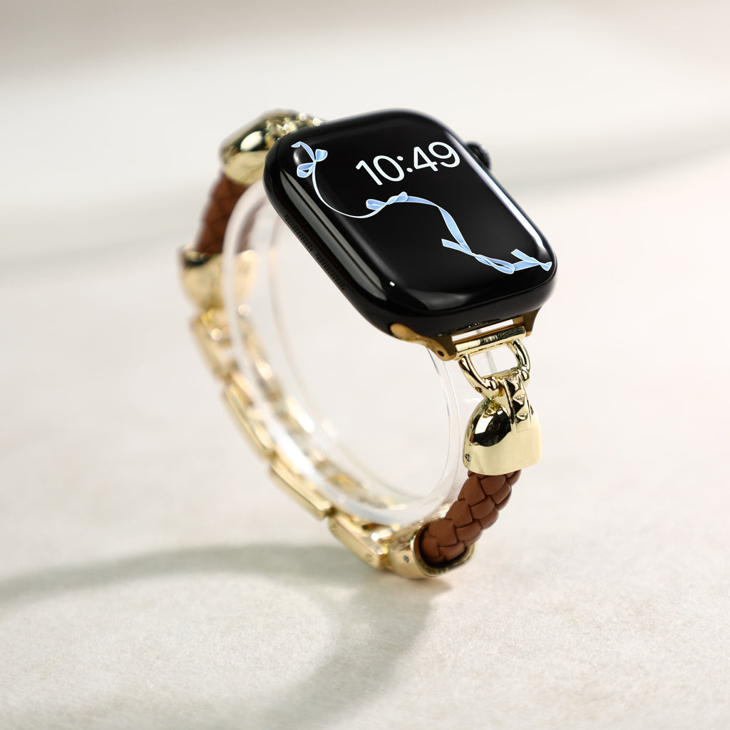Slim Braided Leather Apple Watch Bracelet