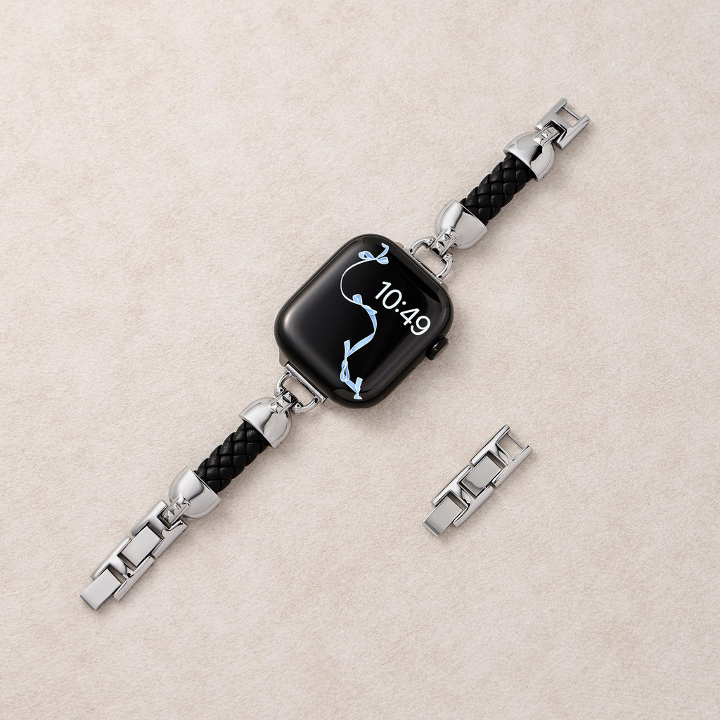 Slim Braided Leather Apple Watch Bracelet