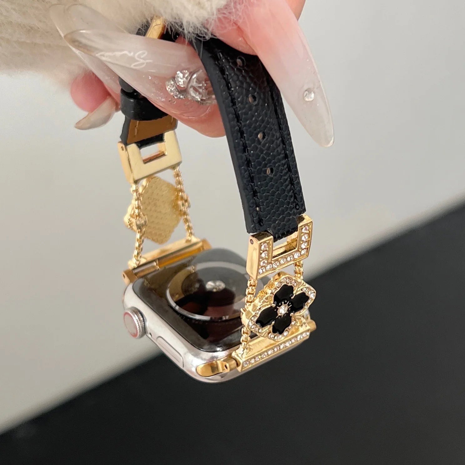 Floral Leather Strap For Apple Watch