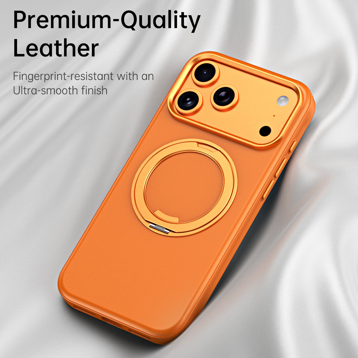 Leather MagSafe Case with 360° Ring Stand