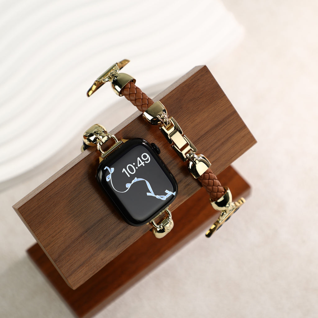 Slim Braided Leather Apple Watch Bracelet