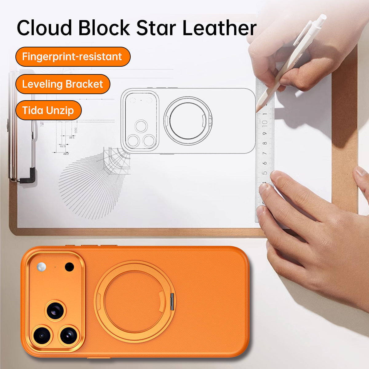 Leather MagSafe Case with 360° Ring Stand