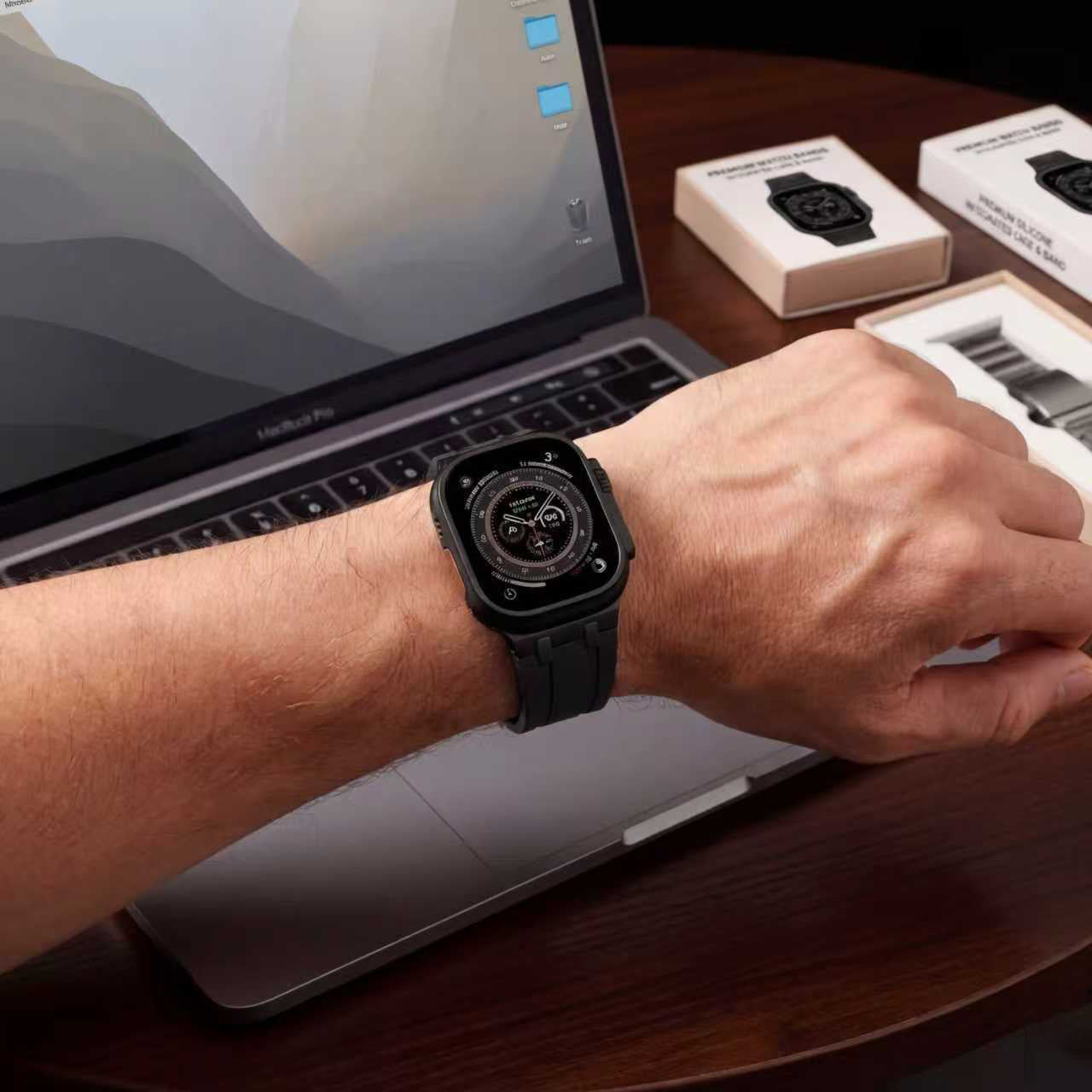 AP-Style Integrated FKM Rubber Apple Watch Band