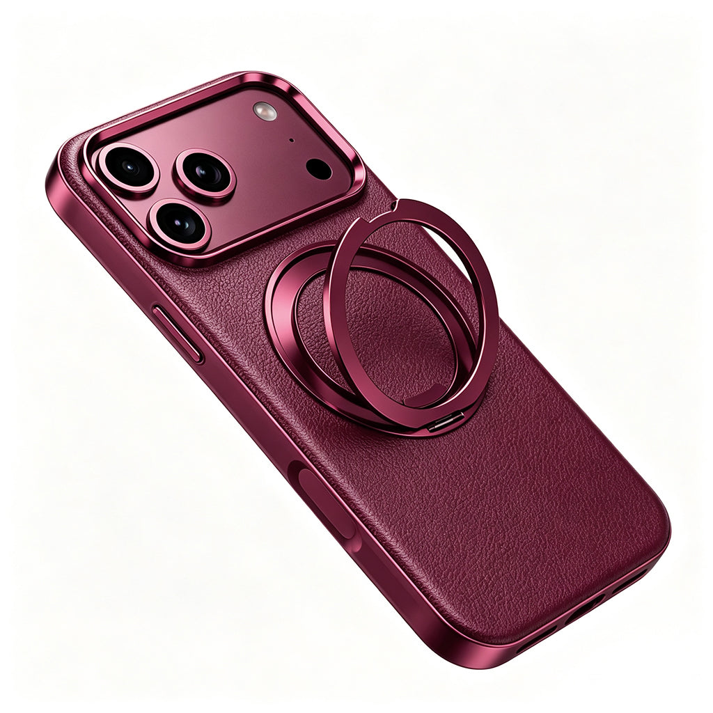 Leather MagSafe Case with 360° Ring Stand