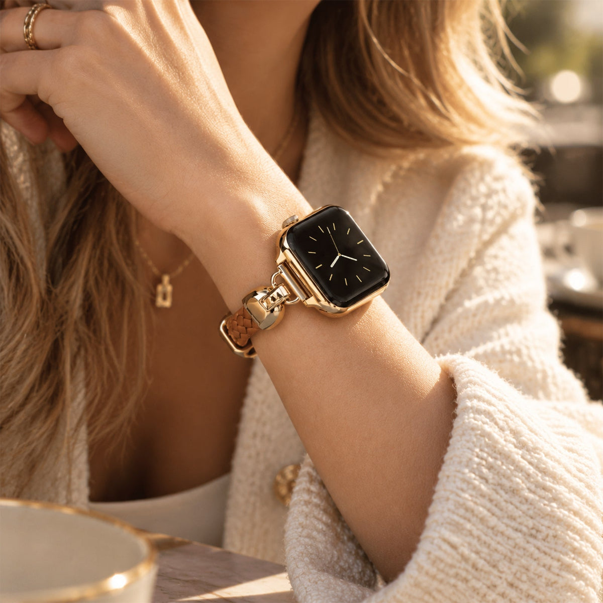 Slim Braided Leather Apple Watch Bracelet
