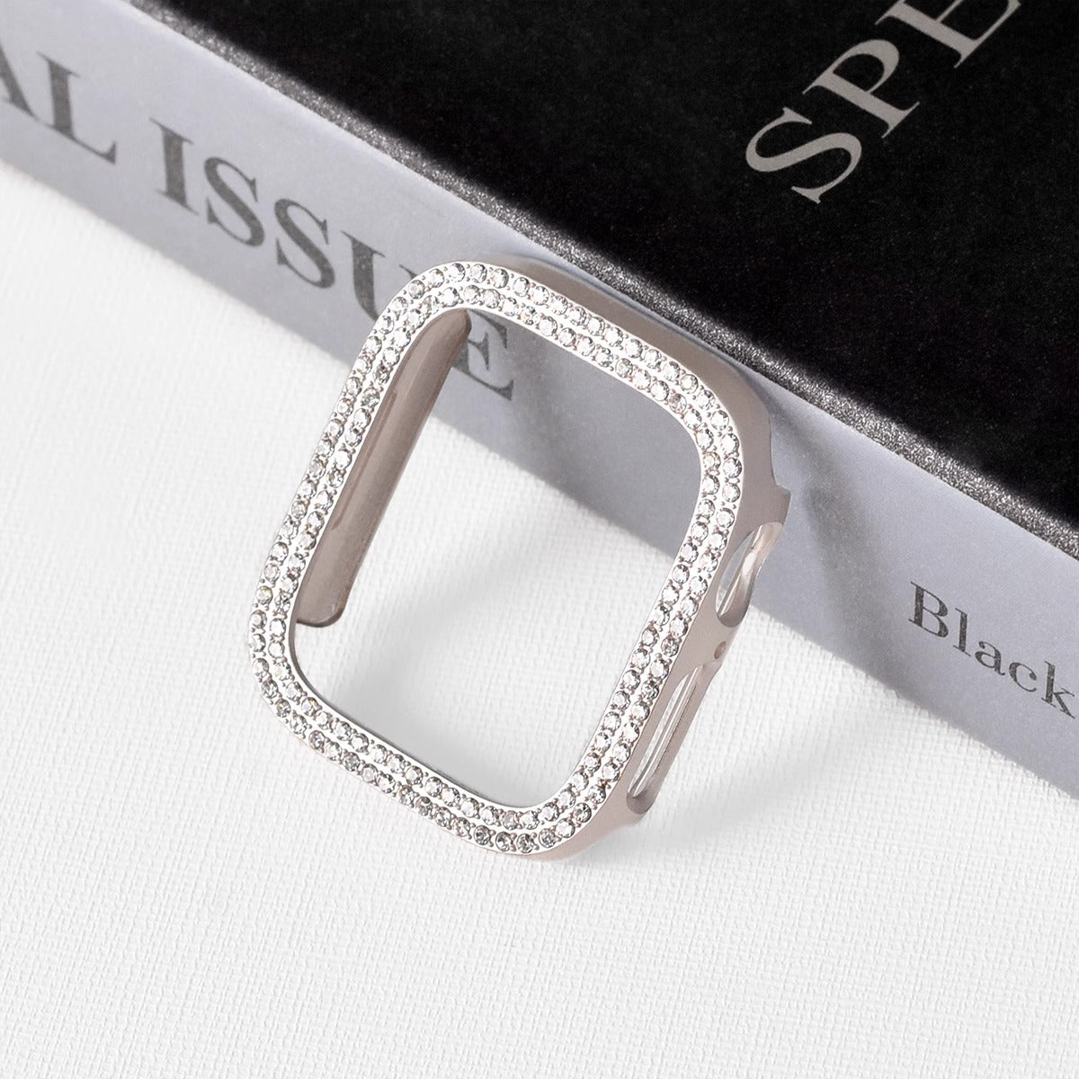 Rhinestone Case Cover With Tempered Glass