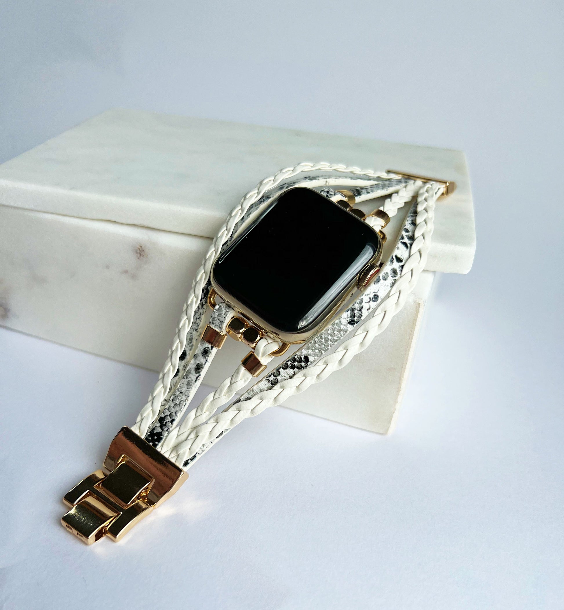 Snakeskin Leather Strap Chain For Apple Watch
