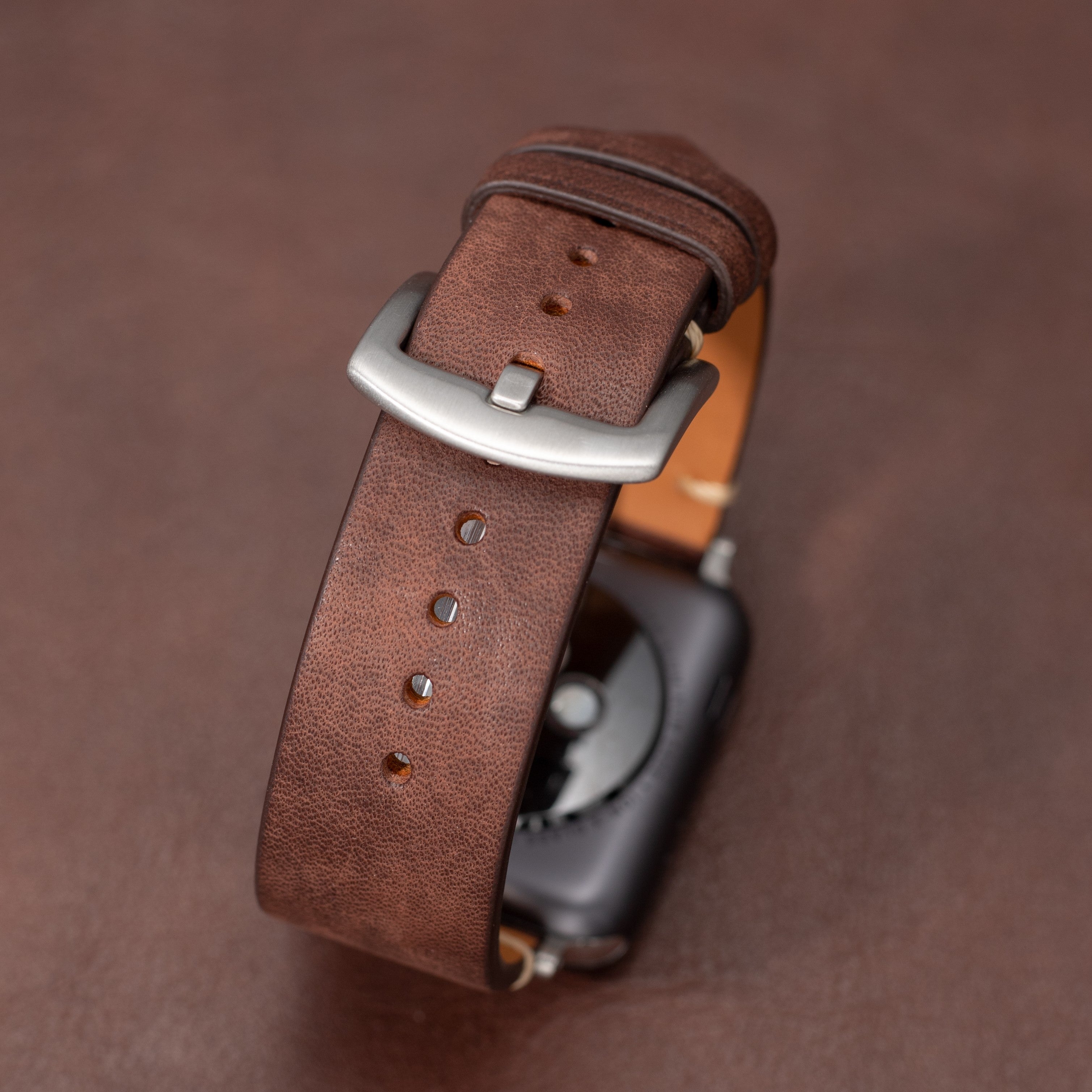 Premium Italian Leather Apple Watch Band - Dark Brown