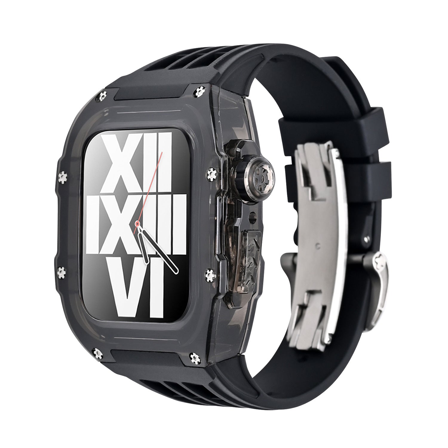 RM V30 Glacier Series Fluoroelastomer Band Black Case Retrofit Kit For Apple Watch