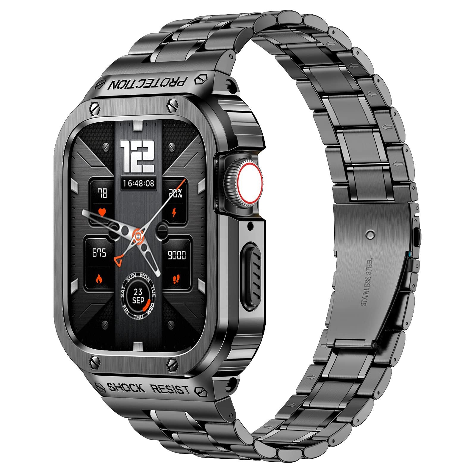 Stainless Steel Band With Case For Apple Watch